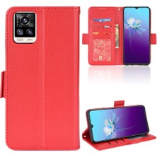 Colorful Shop Vivo V20 Yan Toka Manyetik Kart Yuvaları Için Kılıf Tutucu Cüzdan Pu Deri (Yurt Dışından)