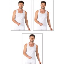 Özkan Underwear Özkan 11406 3'lü Paket Erkek %100 Pamuklu Ribana Esnek Rahat Kalın Askılı Örme Atlet
