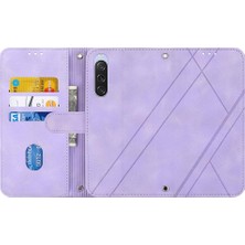 Colorful Shop Sony Xperia 10 V Pu Deri Kapak Için Filp Durumda Kickstand Bilek Kayışı Kart (Yurt Dışından)