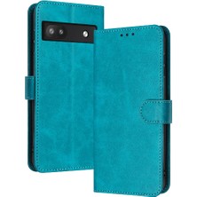 Colorful Shop Toka Saf Renk Pu ile Kart Yuvası ile Google Piksel 6A Için Flip Case (Yurt Dışından)