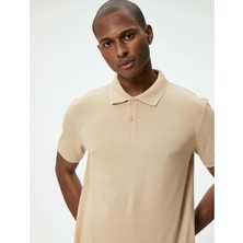 Koton Yakalı Tişört Düğmeli Slim Fit Kısa Kollu - Koton - 4SAM10108MK - Bej - Xl