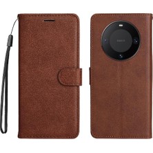 Colorful Shop Huawei Mate 60 Pro Için Flip Case Yüksek Kalite Deri Klasik Düz Renk (Yurt Dışından)