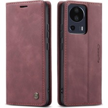 Mays Shop Xiaomi 13 Lite Için Flip Case Kılıf Kart Yuvası Kickstand Manyetik Kapatma Pu (Yurt Dışından)