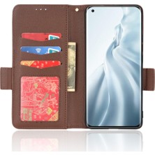 Mays Shop Xiaomi Mi 11 Için Kılıf Yan Toka Manyetik Pu Deri Cüzdan Kart Yuvaları (Yurt Dışından)