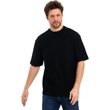 Adams Jakarlı Kumaş Bisiklet Yaka Kısa Kol Oversize Erkek T-Shirt