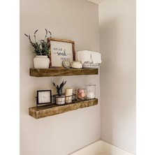 Yggdrasil Home Decor Dekoratif Doğal Ahşap  2’Li Takım 185x15x4 cm (Gizli Aparatlı Raf)