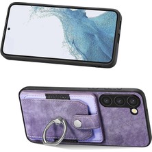 Samsung Galaxy S23+ Halkalı Kickstand Elastik Kart Tutucu Deri+Tpu Telefon Kapağı (Yurt Dışından)