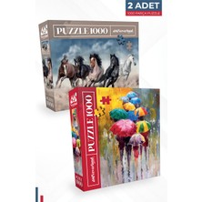 Neverland 2 Adet 1000 Parça Puzzle - Şemsiyeler ve Atlar