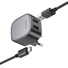 Hoco CS31A 2xusb + Type-C To USB Kablo Hızlı Şarj Adaptör Seti