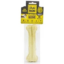 Delibon Beyaz Deri Pres Kemik Köpek Ödülü 15 cm Medium