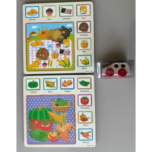 Ahşap Set 2ADET Puzzle Bultak ve 1ADET Ahşap Araba Hayvanlar,şekiller Eşleştirme Yapboz Eğitici