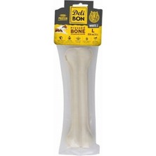 Delibon Beyaz Deri Pres Kemik Köpek Ödülü 22 cm Large