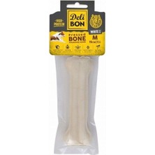Delibon Beyaz Deri Pres Kemik Köpek Ödülü 15 cm Medium