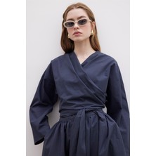 Manuka Kimono Tarz Premıum Gömlek Lacivert