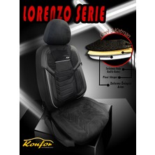 Konforum Oto Koltuk Kılıfı Ön ve Arka Set Nubuk Kadife Kumaş Lorenzo Serie Siyah Gri