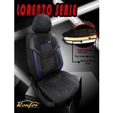 Konforum Oto Koltuk Kılıfı Ön ve Arka Set Nubuk Kadife Kumaş Lorenzo Serie Siyah Mavi