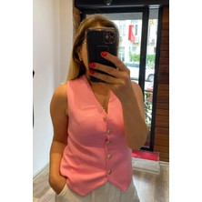 Alya NS Butik Gold Düğmeli Iç Astarlı Yelek