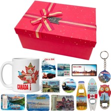 Dünyadan Hediyeler Kanada Hediye Kutusu 10 Parça Kupa Magnet Anahtarlık Kutu