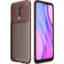 Megafox Teknoloji Xiaomi Redmi 9 Uyumlu Kılıf Negro Silikon Kapak, Kahverengi