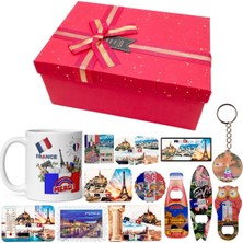 Dünyadan Hediyeler Fransa Hediye Kutusu 10 Parça Kupa Magnet Anahtarlık Kutu