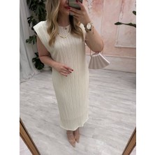 Duso Home Maxi Boy Vatkalı Astarlı Krinkıl Elbise