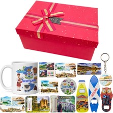 Dünyadan Hediyeler Iskoçya Hediye Kutusu 10 Parça Kupa Magnet Anahtarlık Kutu