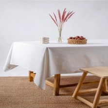 Premium Keten Beyaz (Düz) Masa Örtüsü