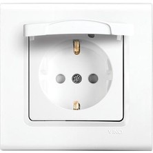 Viko Linnera Kapaklı Topraklı Priz Ç.k. Beyaz Çerçeveli