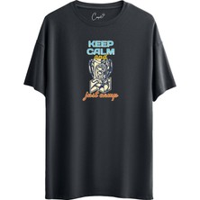 Çapıt %100 Pamuklu Just Camp Baskılı Beyaz Oversize Tişört