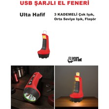 ULTRA HAFİF GÜÇLÜ USB ŞARJL I EL FENERİ HEM FENER HEM ORTAM AYDINLATMASI 3 KADEMELİ LED EL FENERİ