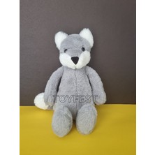 Toyfest Yumuşak Tüylü Uyku Arkadaşı Peluş Oyuncak Tilki - Gri - 34 cm