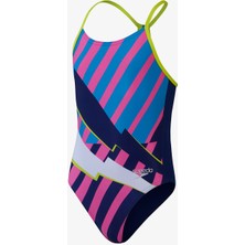 Speedo Placement Lane Line Back Çocuk Lacivert Mayo.-