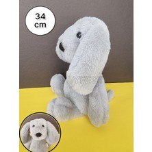 Toyfest Yumuşak Tüylü Uyku Arkadaşı Peluş Oyuncak Köpek - Gri - 34 cm