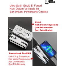 Solar Güneş Enerjili Ultra Şarjlı Güçlü El Feneri Hızlı Dolum Powerbank Özellikli Ortam Aydınlatmalı