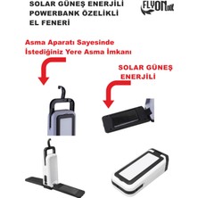 Solar Güneş Enerjili Ultra Şarjlı Güçlü El Feneri Hızlı Dolum Powerbank Özellikli Ortam Aydınlatmalı