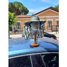 Salar Ticaret Fileli Safari Şapka Dikişli Güneşten Korumalı Yeşil Kamuflaj