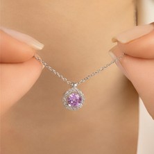 Usho Jewelry 925 Ayar Gümüş Pırlanta Görünümlü Yuvarlak Şık Kolye