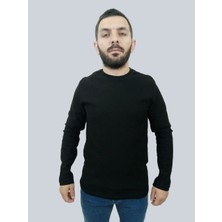 Daniel Milano Erkek Waffle Uzun Kol Siyah Sweatshirt