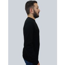 Daniel Milano Erkek Waffle Uzun Kol Siyah Sweatshirt