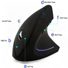 Alfalink Kablosuz Ergonomik Dikey Mouse 800/1200/1600 Dpi