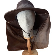 Salar Ticaret Fileli Safari Şapka Dikişli Güneşten Korumalı Kahverengi