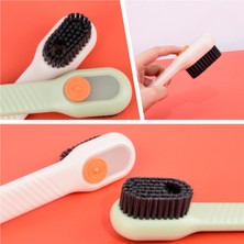 DouranShop Beyaz Stil Çok Fonksiyonlu Yumuşak Kıllı Ayakkabı Fırçası Sıvı Fırçalar Uzun Saplı Fırça Otomatik Dolum Giysi Temizleme Giyim Kurulu Aracı (Yurt Dışından)