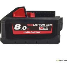 Milwaukee Akü M18HB8 Hıghoutput Redlithium-Ion 18V. 8,0AH T4932471070