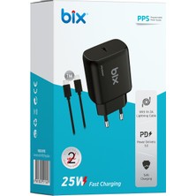 Bix BX-UC25TA Samsung S21/22 Huawei P40 Pro Vb. Için 25W Hızlı Pd Şarj Adaptörü & Type-C Kablo