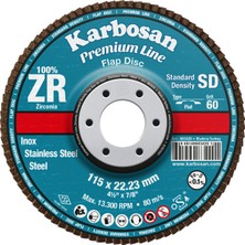 Karbosan Flap Disk Zr ZXPR22 Sd 180 mm 80 Kum Konik 983945