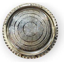 Efemir 50 cm Nikelajlı Işlemeli Bakır Sini