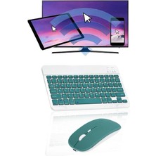 Alfa MEC Apple iPad Air 11 2024 Uyumlu Kablosuz Bluetooth Klavye+Mouse Set