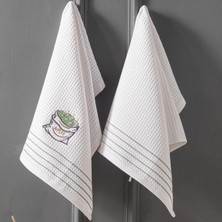 Schafer Nakışlı 2 Li Kurulama Bezi 40X60 Cm-Beyaz