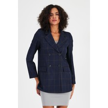 Alexander Gardi Ekoseli Astarsız Cepli Kruvaze Blazer Ceket (B24-00202)