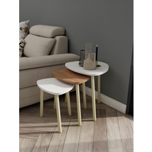 3lü Üçgen Zigon Sehpa Beyaz-Marbella Kiraz